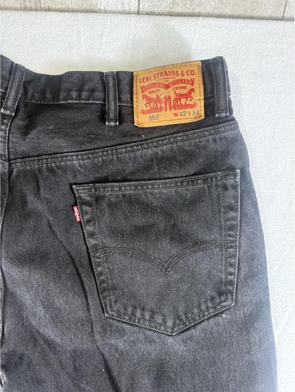 Levi’s 550 Black Denim Jeans Mens 42 Streetwear Baggy Skate Hip Hop Relaxed Fit - Picture 5 of 7